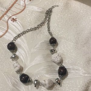 Off white Stone, Brown Wooden with Silvey